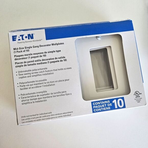 NEW Eaton Mid-Size Single Gang Decorated Wall Plates, 10 Ct & 3 Double Lights - Picture 2 of 4
